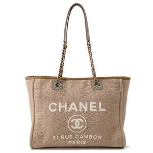 Chanel Deauville Tote Bag Logo Canvas